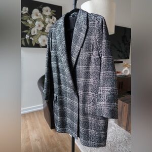 AllSaints Lucia Oversized Plaid Blazer - black